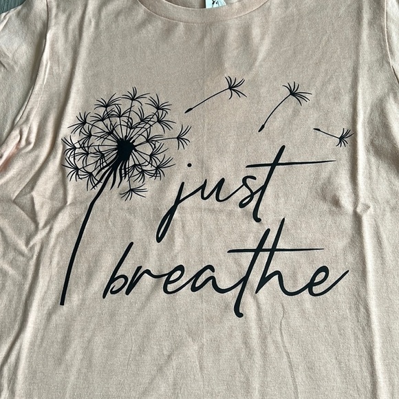Just Breathe Graphic Tee Dandelion Pink and Black - Picture 2 of 5
